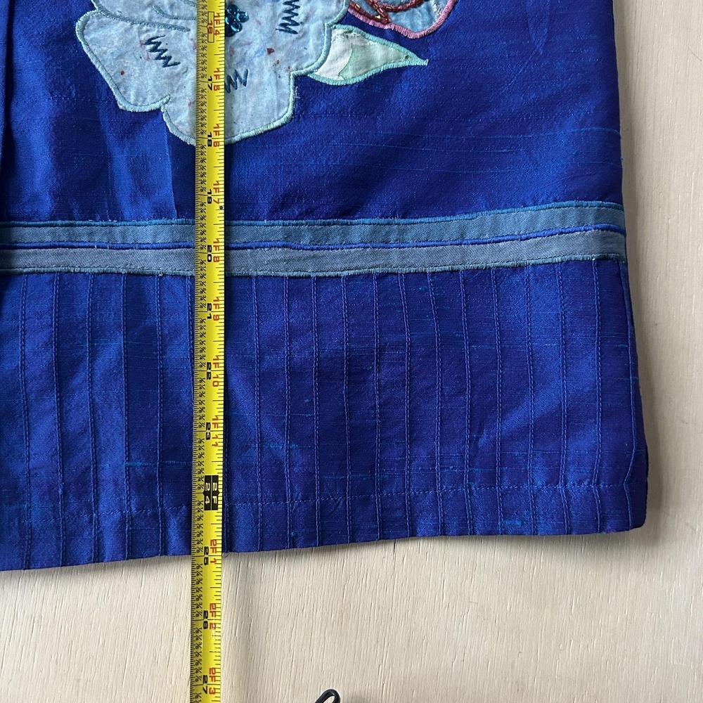 Y2K Indigo Moon Jacket Womens Small Blue Silk Blend Floral Beaded Embroidered - Picture 6 of 8